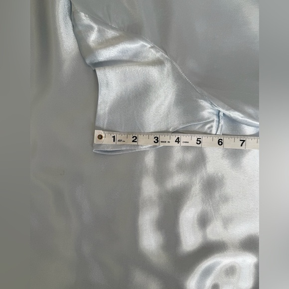 Aurelia Satin Trapeze Mini Dress XS Blue EcoVero A-Line Short Cape Sleeve NWT - Picture 12 of 12